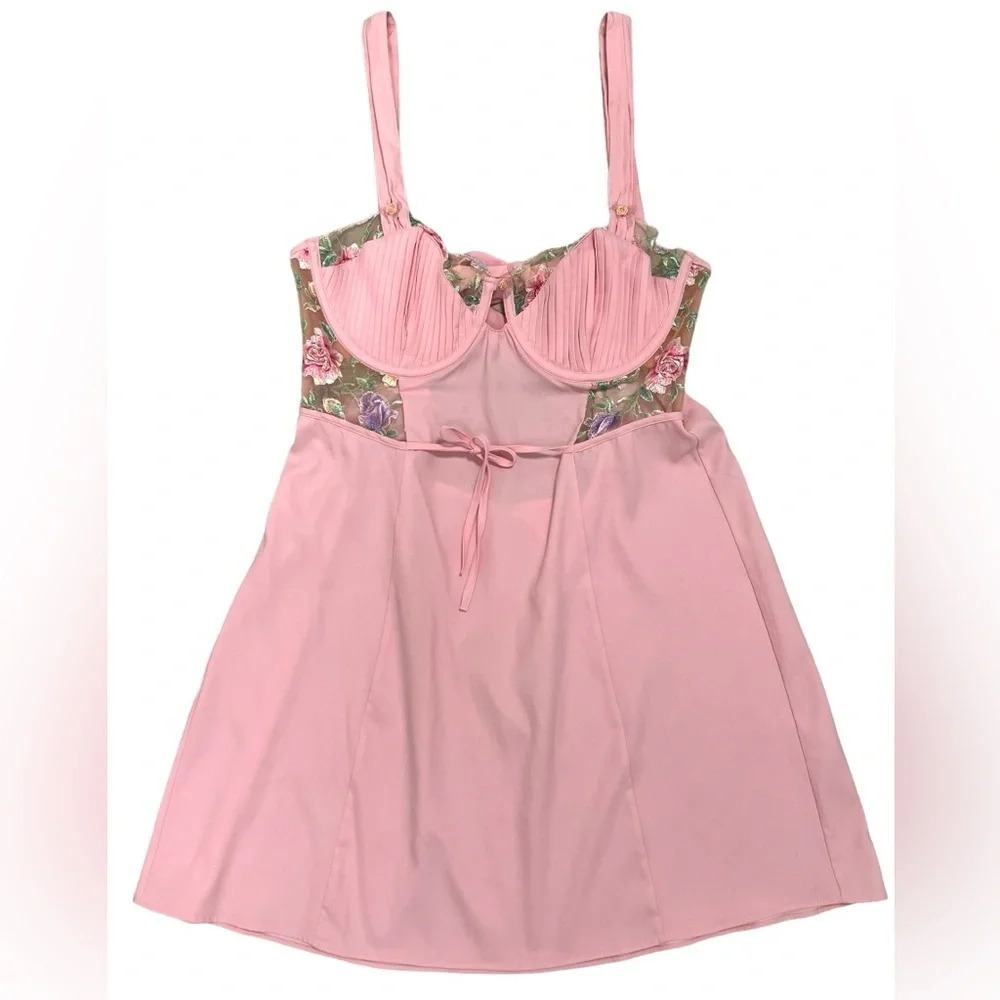 For Love And Lemons Pastel Rose Dress Slip Romantic Pink Mini women's  Size XL - Picture 7 of 14